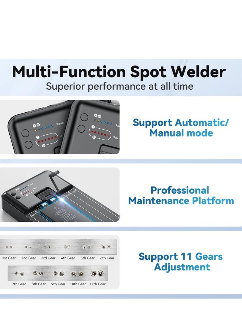 SYOSI - Spot Welder, DIY Battery with Precision Operation Platform, Support Automatic/Manual Mode,11 Adjustable Professional Repair Mobile Phone for Nickel Strip Welding Making - Image 1