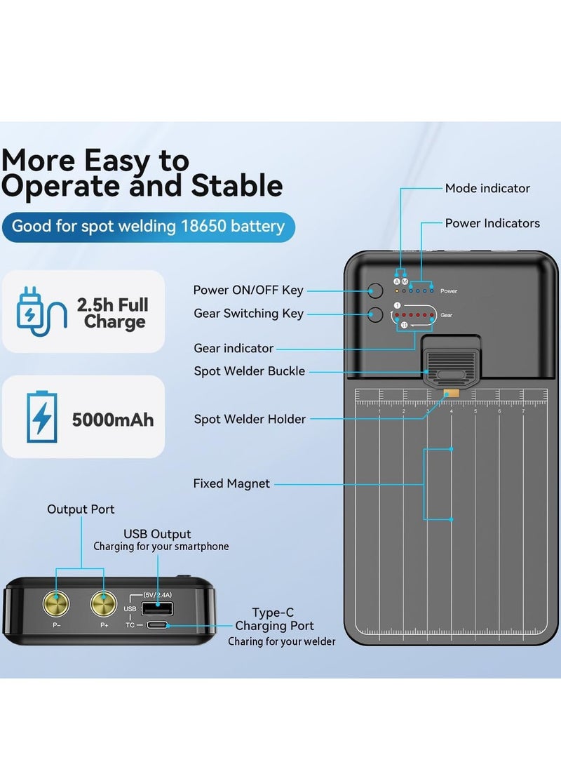 SYOSI - Spot Welder, DIY Battery with Precision Operation Platform, Support Automatic/Manual Mode,11 Adjustable Professional Repair Mobile Phone for Nickel Strip Welding Making - Image 1