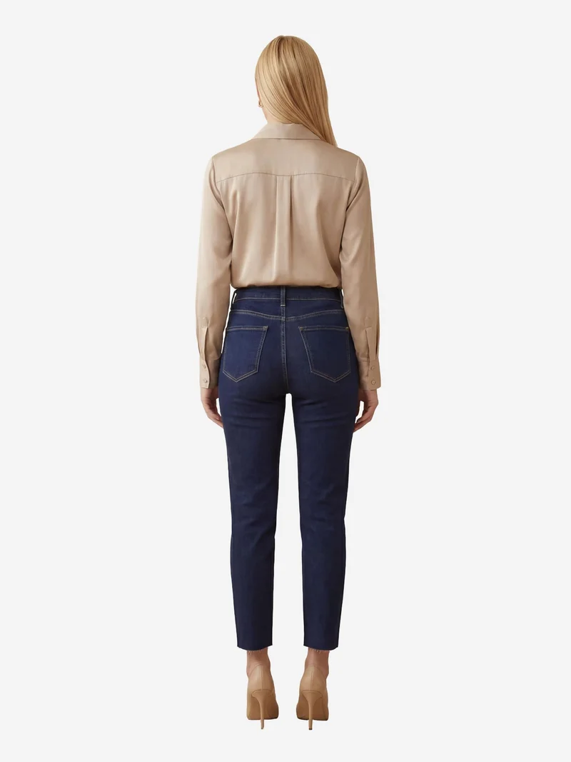MY FASHION Navy Blue MY FASHION High Waist Skinny Leg Denim Pants for Women | Best Price UAE