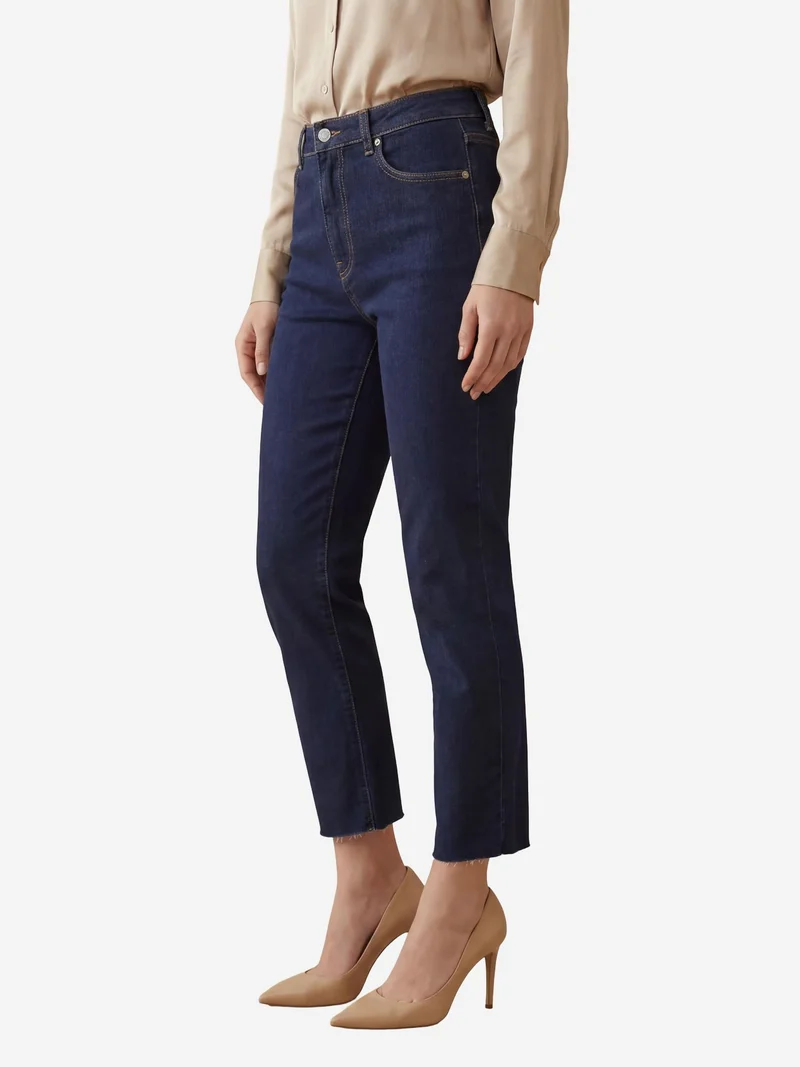 MY FASHION Navy Blue MY FASHION High Waist Skinny Leg Denim Pants for Women | Best Price UAE