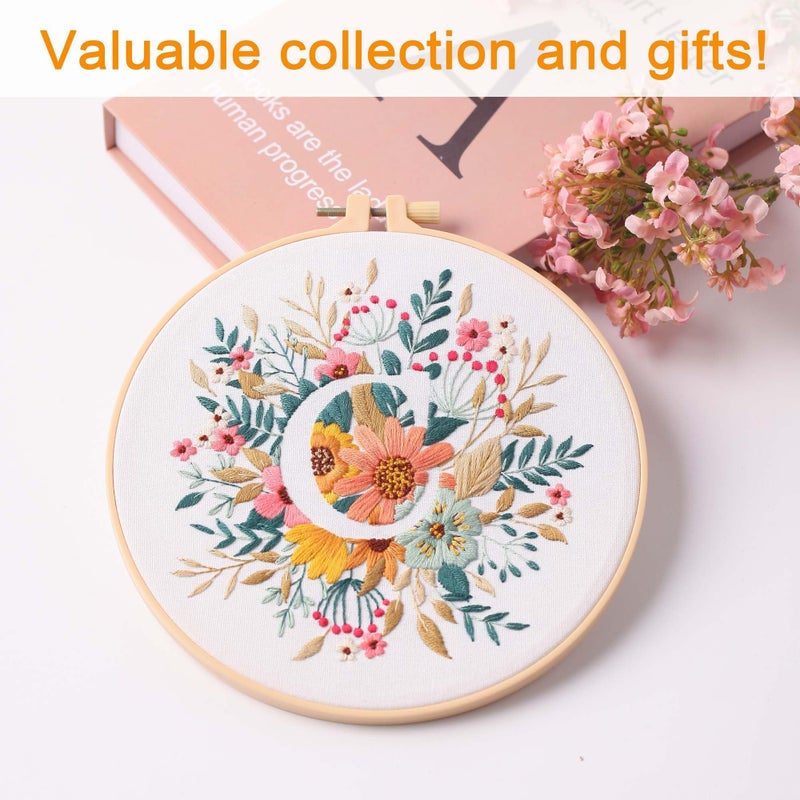 REEWISLY Embroidery Kit for Letter C,Embroidery Starter Kit with Pattern and Instructions,1 Plastic Embroidery Hoops,Color Threads,Instructions and Needles,DIY Adults Embroidery, Video Teaching - Image 5