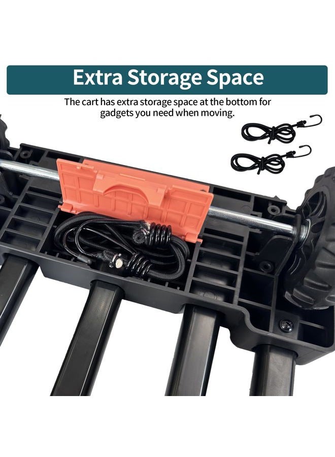 VDHU Folding Hand Truck,VDHU Heavy Duty Luggage Cart 550lbs Load-Bearing with 4 Wheels& Brakes &Extendable Base Plate,Dolly Cart with Solid Construction for Travel,Moving,Shopping,Office Use,Black - Image 5