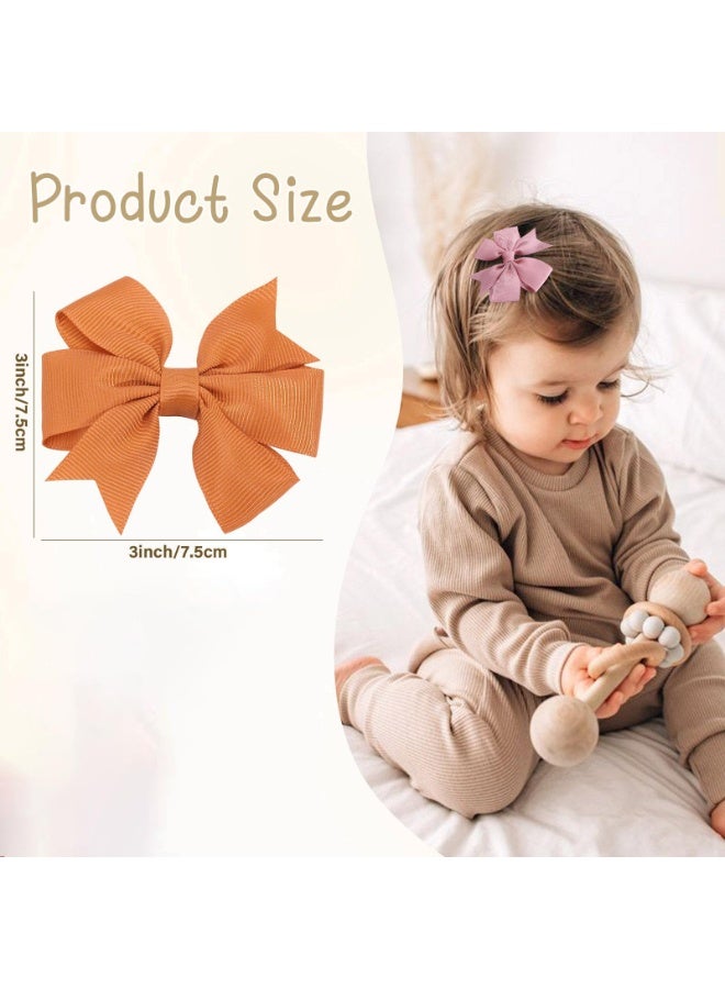 24 قطعة من فيونكات الشعر للبنات، مقاس 3 بوصات، مشابك شعر للأطفال من شريط الحرير الخشن، إكسسوارات شعر للأطفال الصغار مع فيونكة على شكل مشبك تمساح للأطفال الصغار - Image 3