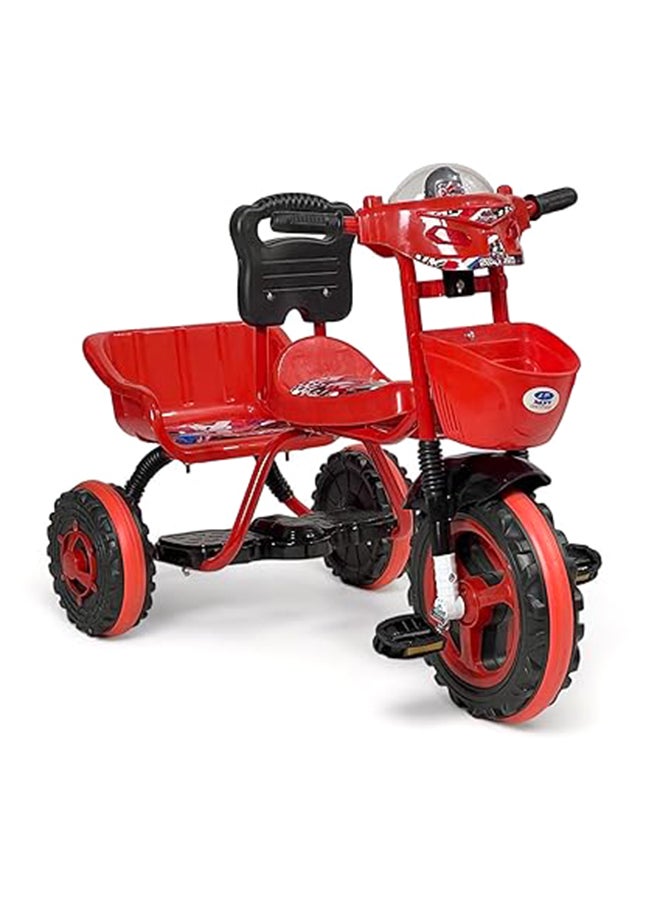 AL BADER - Kids Balance Bike Kids Tricycles for 2-6 Years, Three Wheel Tricycle For Toddlers with Two Seats for 2 Children, 3 Wheel Baby Bicycle With Basket, Toddlers Trike With Music and Lights, Red " - Image 1