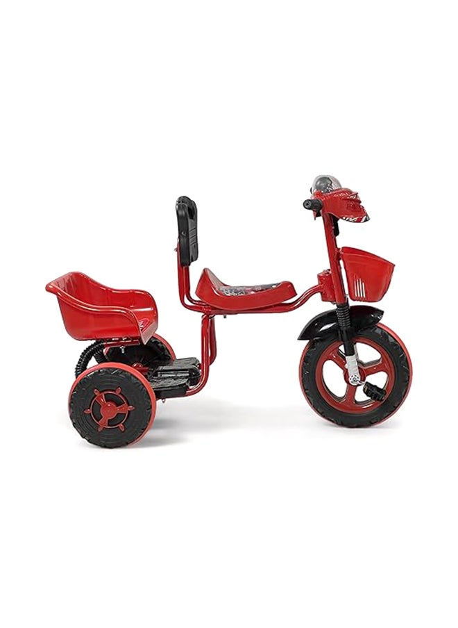 AL BADER - Kids Balance Bike Kids Tricycles for 2-6 Years, Three Wheel Tricycle For Toddlers with Two Seats for 2 Children, 3 Wheel Baby Bicycle With Basket, Toddlers Trike With Music and Lights, Red " - Image 1