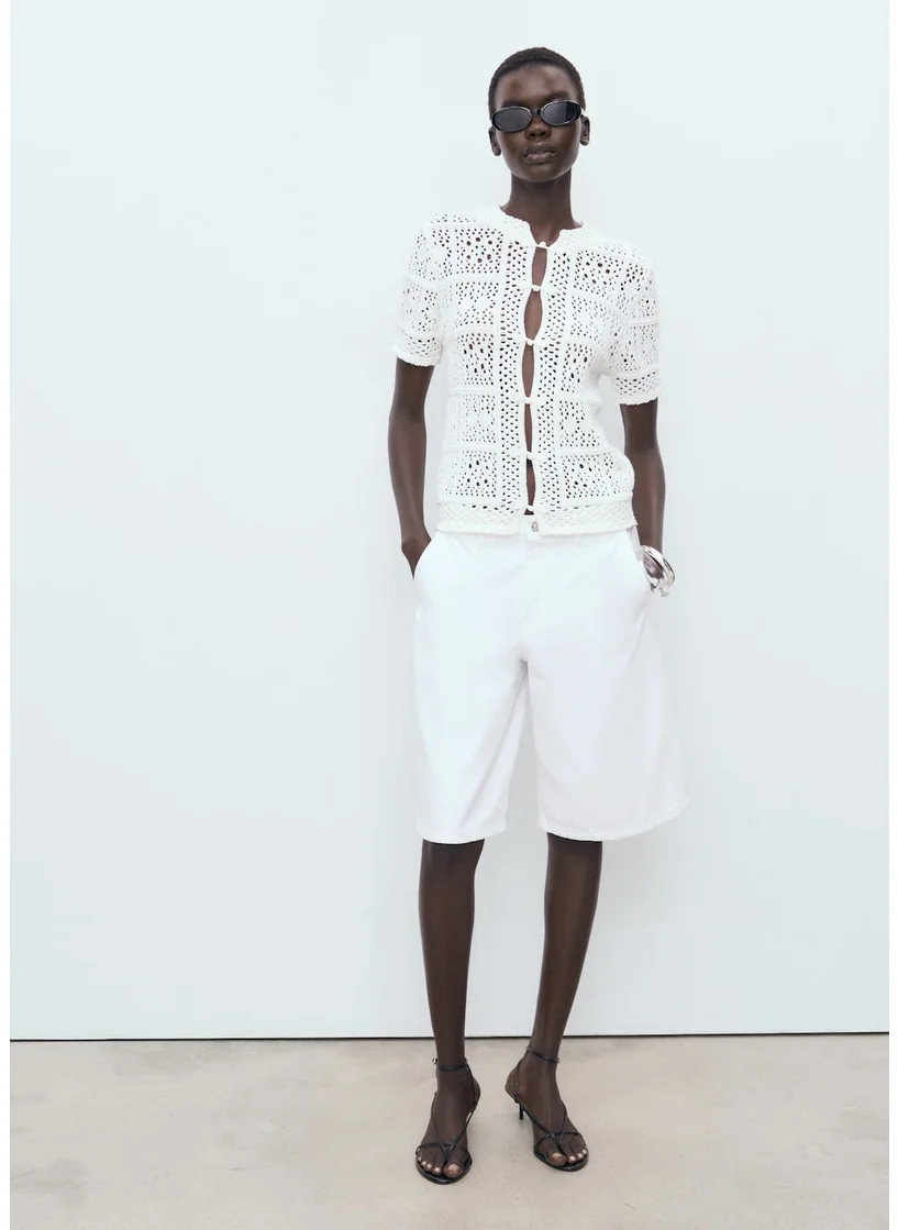 MANGO Short-Sleeved Crochet Cardigan