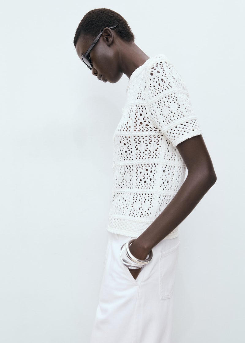 MANGO Short-Sleeved Crochet Cardigan  - Image 3