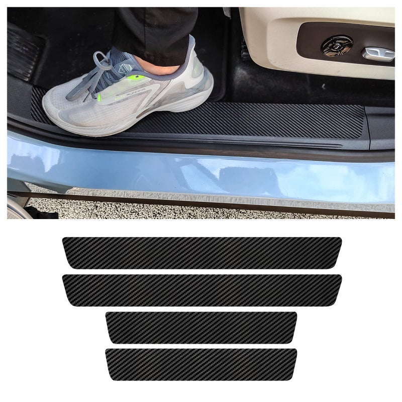 4Pcs Car Door Sill ProtectorSport Carbon Fiber Threshold AntiScratch Sticker Door Edge Protection DecorateAuto Interior Accessories SelfAdhesive AntiScratch Carbon Fibre