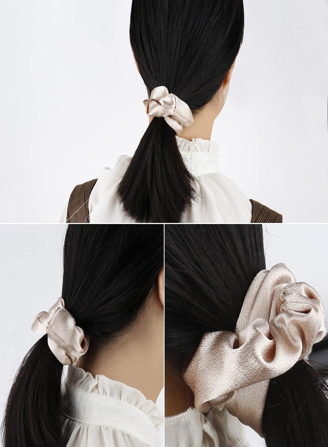 Hasoar Satin Bridesmaid Scrunchies 12 pack Proposal Gifts Elastics Hair Ties Scrunchies Bachelorette Party Favors Satin Bridesmaid Gift for Bridal Wedding Parties (White & Beige) - Image 3
