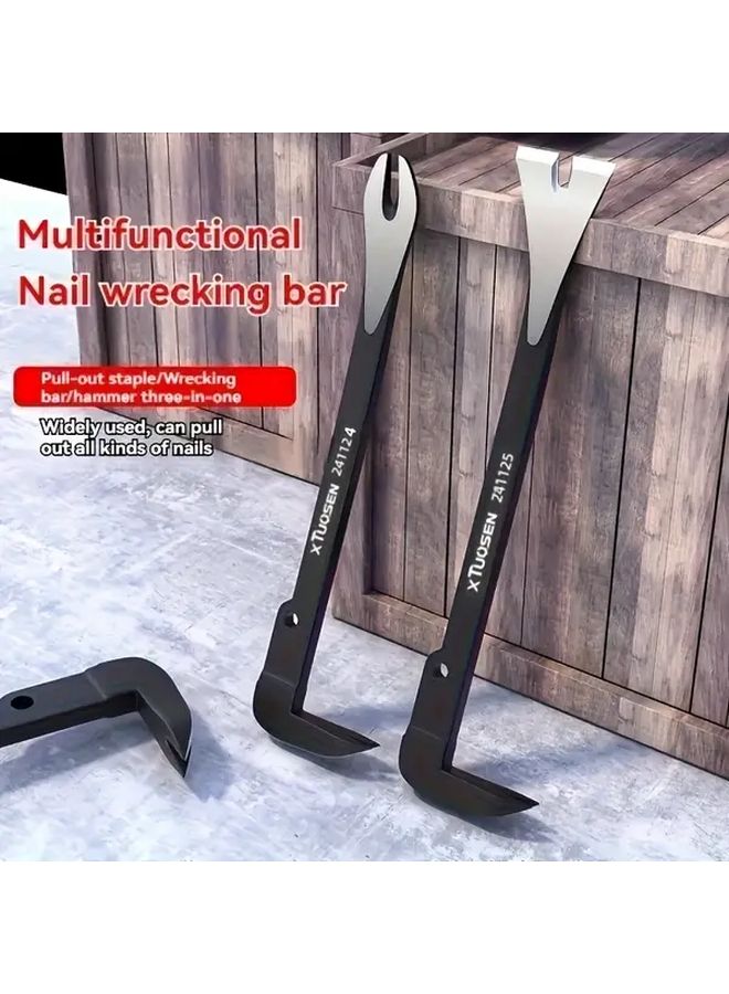 Multi Functional Double Head Nail Remover Round Jigsaw Pry Bar And Crowbar Heavy Duty Metal Structure With Flat And Pointed Tips For Car Tire Installation Wood Carving Box Opening Home Repair And Construction - Image 5