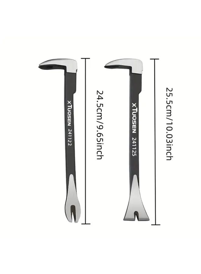 Multi Functional Double Head Nail Remover Round Jigsaw Pry Bar And Crowbar Heavy Duty Metal Structure With Flat And Pointed Tips For Car Tire Installation Wood Carving Box Opening Home Repair And Construction - Image 3