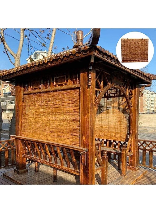 ستائر دوارة من الخيزران الطبيعي – ستائر نوافذ بعرض 100 سم مع ملحقات التركيب، ستائر حماية من الشمس من القصب، ستائر نوافذ صديقة للبيئة من الخيزران (طقم من 6 قطع) - Image 4