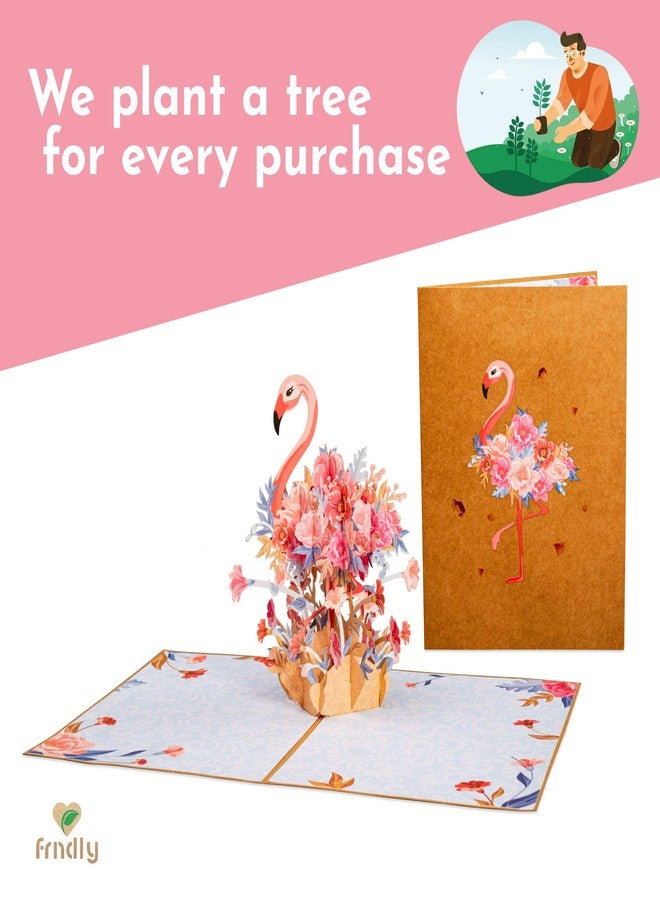Paper Love Frndly by Paper Love, 3D Floral Flamingo Pop Up Card, Gift for Birthday, Wedding, Anniversary, Thank You, Get Well, All Occasion - Handcrafted 100% Recycled and Eco-Friendly, 8" x 6" Cover - Includes Envelope and Note Tag - Image 5