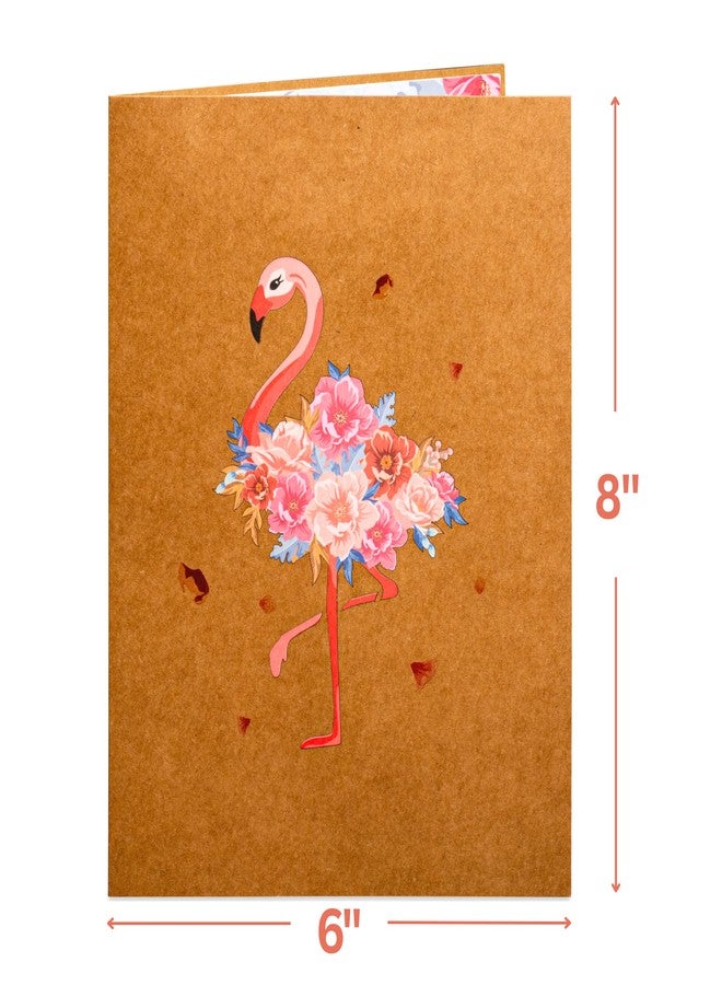 Paper Love Frndly by Paper Love, 3D Floral Flamingo Pop Up Card, Gift for Birthday, Wedding, Anniversary, Thank You, Get Well, All Occasion - Handcrafted 100% Recycled and Eco-Friendly, 8" x 6" Cover - Includes Envelope and Note Tag - Image 3