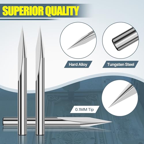 HUHAO 5PCS CNC Wood Carving Router Bit Set,20 Degree Engraving 1/8 Inch Shank V Bit 2 Flute 0.1mm Tip Carbide V Bit for Acrylic Metals Wood MDF PVC - Image 3