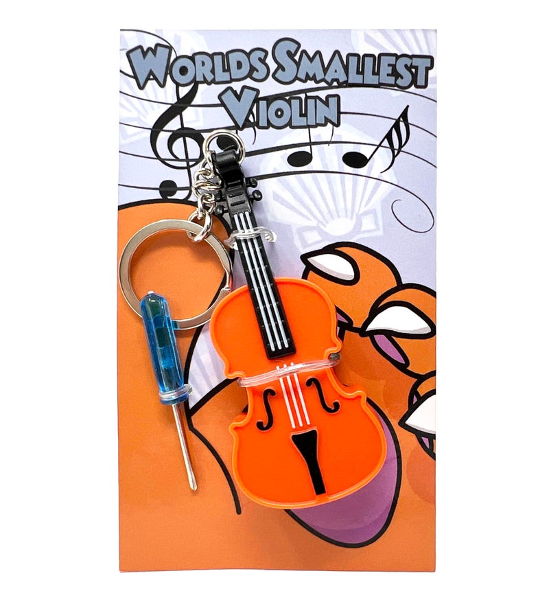 MunnyGrubbers - Original World's Smallest Violin Toy Keychain With Playable Sad Music - Mini Tiny Violin Keychain with Sound - Meme - Novelty - Funny - Joke - Gift - (WSV-V1-1P) - Image 1