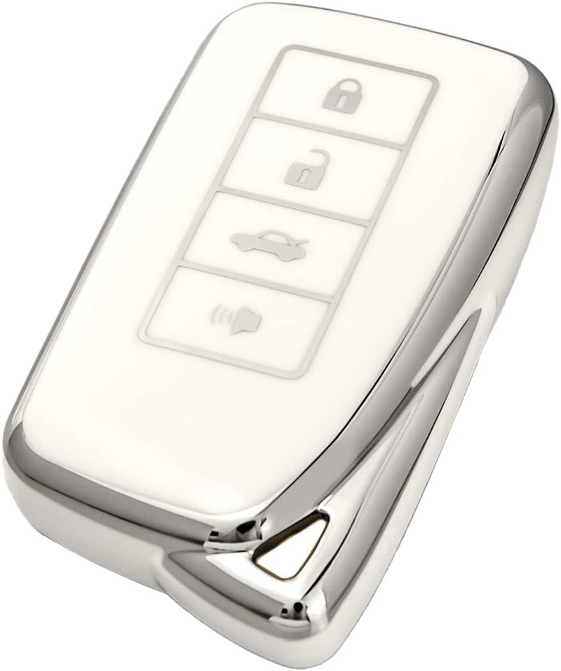 OFFCURVE for Lexus Key Fob Cover Key Case Shell Compatible with Lexus RX ES GS IS LS RS NX GX LX RC LC Smart Key Car Accessories TPU Full Protector for Car Key Remote Key Holder, White - Image 1