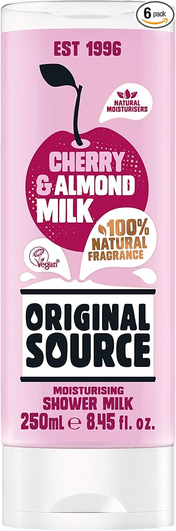 Original Source Vegan Cherry and Almond Shower Milk with Natural Fragrance 250 ml x 6 Bottles 100103434