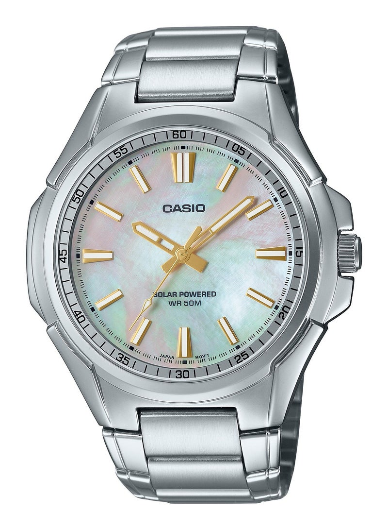 CASIO ساعة رجالية انالوج تعمل بالطاقة الشمسية من الستانلس ستيل MTP-RS100S-7AV - Image 1