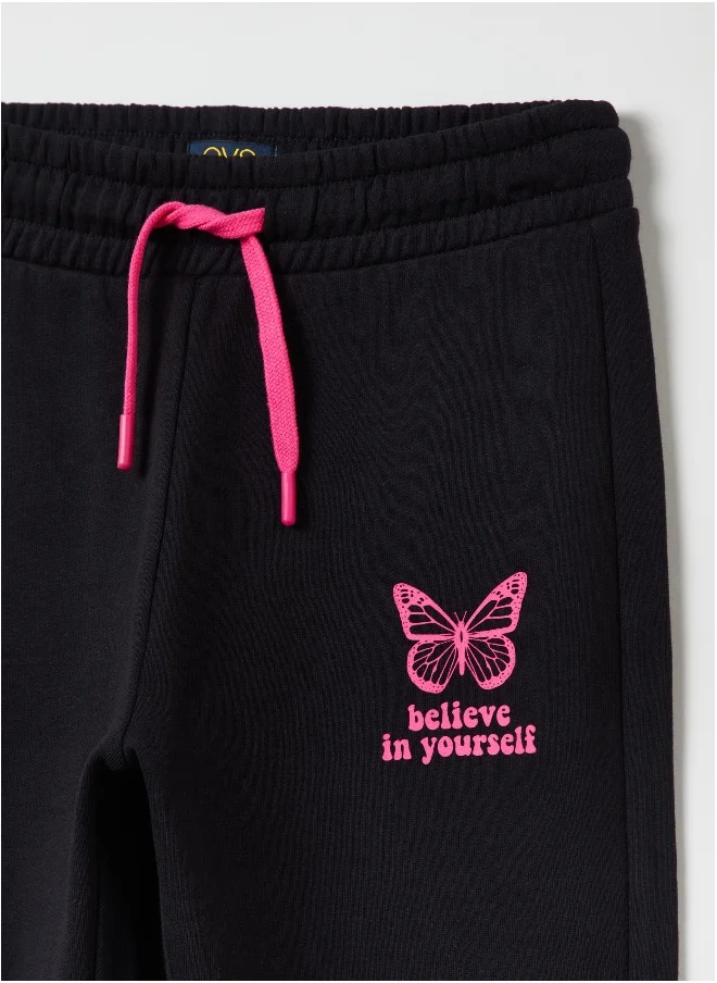 Ovs Plush joggers with butterfly print
