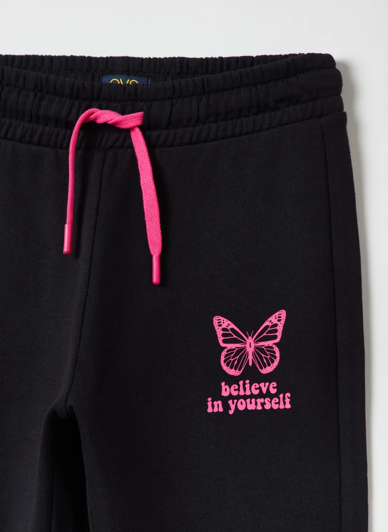 او في اس Plush joggers with butterfly print