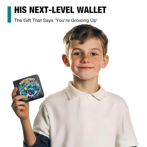 Amutta Kids Wallet for Boys, Cool Teen Boys Wallet for Kids Ages 4-5-6-7-8-9-10-11-12-13-14-15-16, Leather Wallet for Teen Boy, Monster Truck Wallets - Teenage Teenager Youth Gifts Christmas Birthday - Image 2