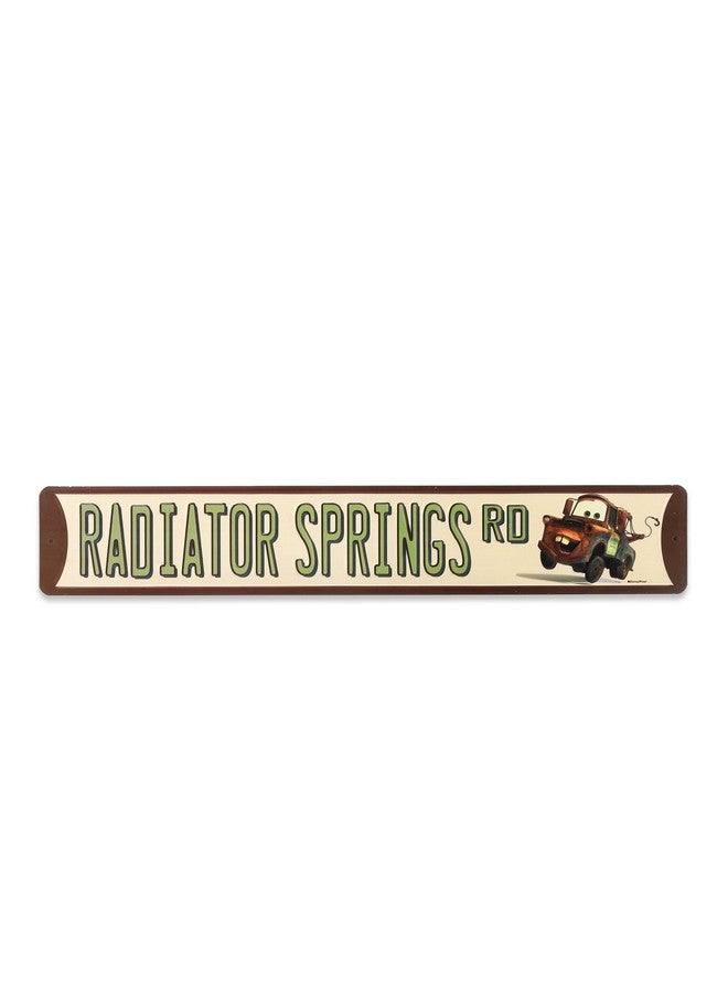 Open Road Brands Disney Pixar Cars Radiator Springs Road Metal Street Sign - Cars Tow Mater Sign for Garage, Kids' Bedroom or Play Room - Image 1