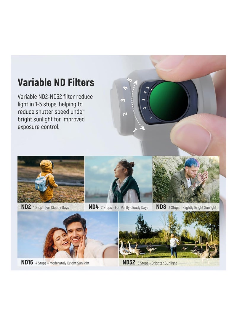 3-Pack Camera Lens Filters for Osmo Pocket 3 / Pocket 4, Magnetic Filter Set Includes CPL, 1/4 Black Diffusion, Variable ND2-ND32 Filters, HD Optical Glass, Waterproof & Scratch-Resistant for Vlog, Photography - Image 4