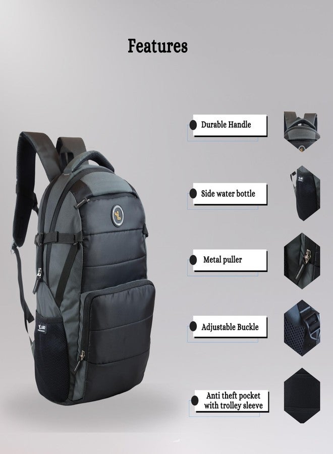 Ligo Jumbo Laptop Bag 33 Liter Bags for Mens and Women with 1 Side Botle Holder, Front Organizer and Rain Cover bag for men (Black) - Image 5
