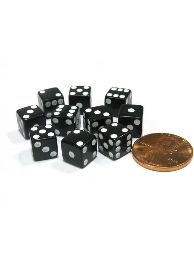 Koplow Games Koplow Games Set of 10 Black 8mm Six Sided D6 Small Square Dice with White Pips  - Image 3