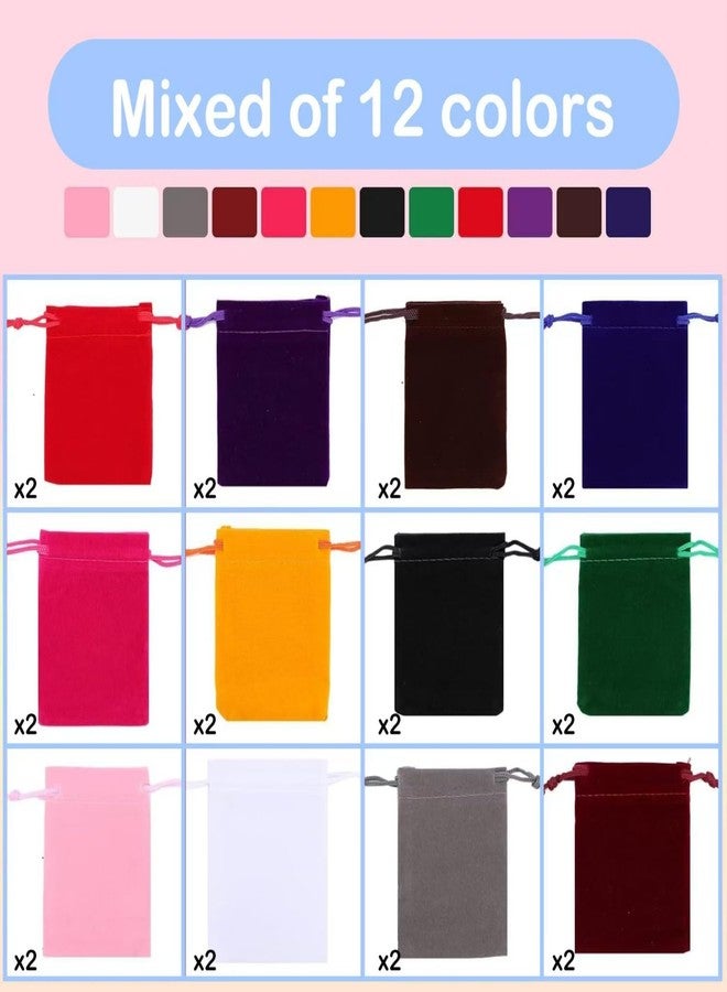 Bgtecho 24 Pcs Velvet Drawstring Bags, 12 Colors Small Velvet Pouch, 2.8''x3.5'' Gift Bags Jewelry Pouches, Jewelry Bag with Drawstring for Wedding Favors Gifts Event Supplies Party Favors - Image 4