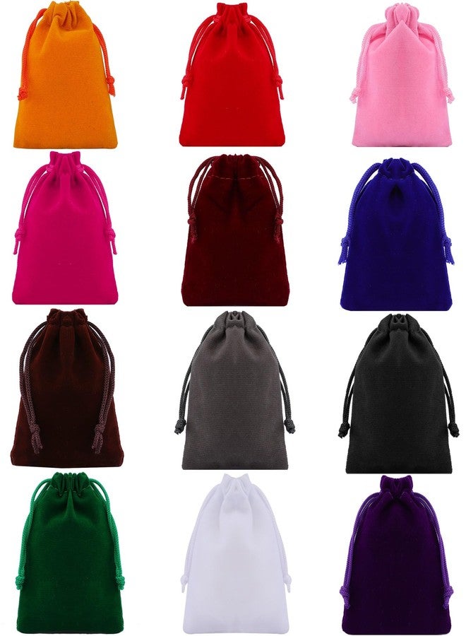 Bgtecho 24 Pcs Velvet Drawstring Bags, 12 Colors Small Velvet Pouch, 2.8''x3.5'' Gift Bags Jewelry Pouches, Jewelry Bag with Drawstring for Wedding Favors Gifts Event Supplies Party Favors - Image 1