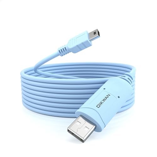 OIKWAN 6ft USB-A to Mini-B RS-232 Console Cable with FTDI Chipset for Routers, Switches & Device Management - Image 1
