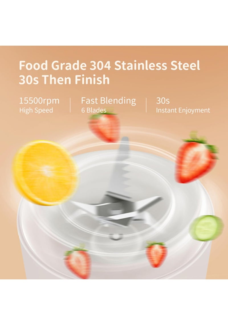 BlueFire Portable Blender for Smoothies & Shakes – 6-Blade Personal Blender, 500ml USB-C Rechargeable, 2400mAh Battery, 30s Blending, Ice Crushing, Travel-Friendly, BPA-Free – Ideal for Gym, Camping, Office - Image 3