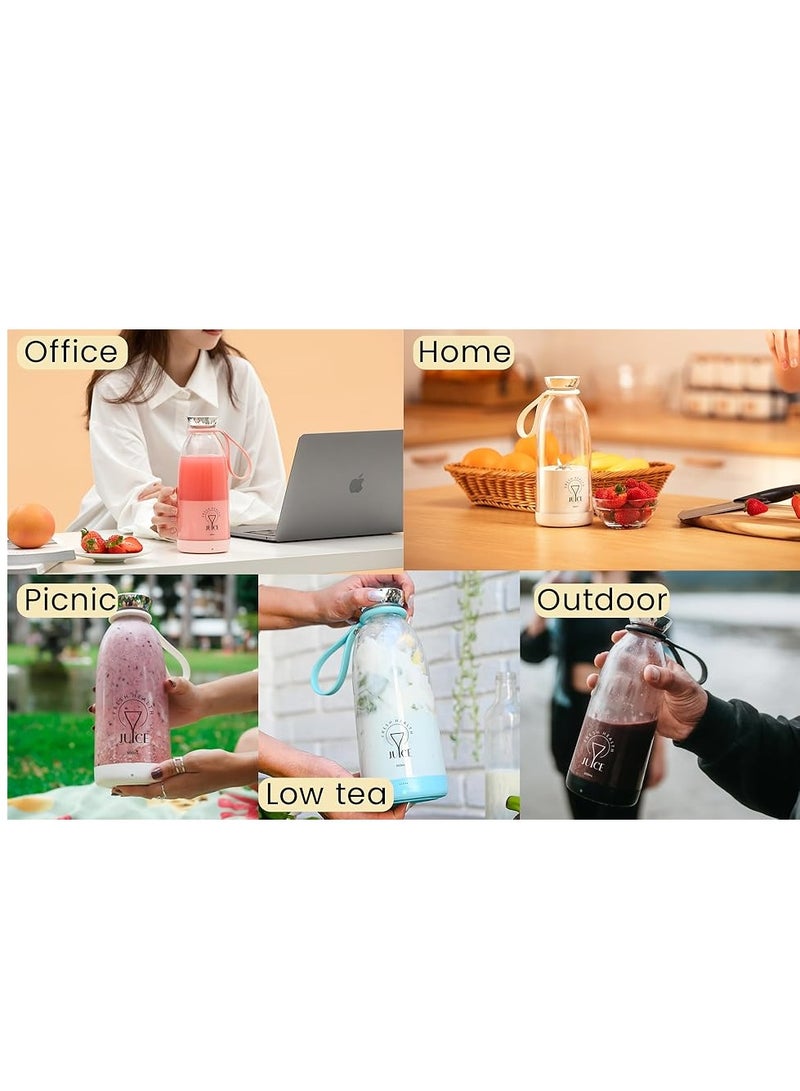 BlueFire Portable Blender for Smoothies & Shakes – 6-Blade Personal Blender, 500ml USB-C Rechargeable, 2400mAh Battery, 30s Blending, Ice Crushing, Travel-Friendly, BPA-Free – Ideal for Gym, Camping, Office - Image 2