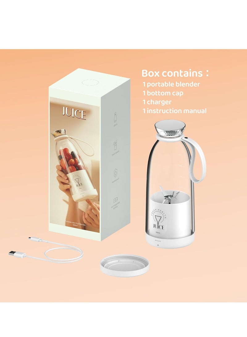 BlueFire Portable Blender for Smoothies & Shakes – 6-Blade Personal Blender, 500ml USB-C Rechargeable, 2400mAh Battery, 30s Blending, Ice Crushing, Travel-Friendly, BPA-Free – Ideal for Gym, Camping, Office - Image 4