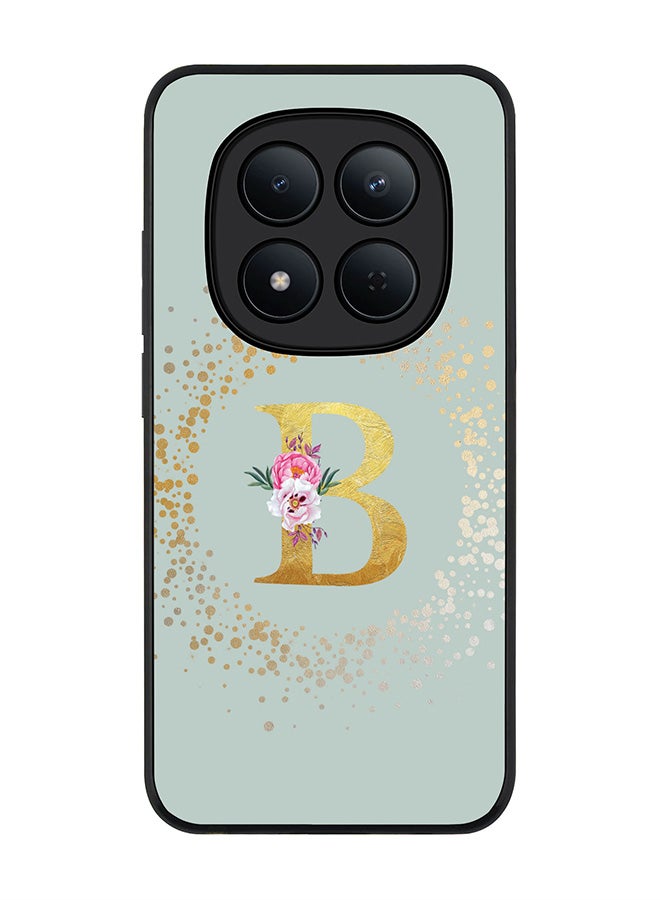 For Xiaomi Redmi Note 15 Pro 5G Case,Slim fit Camera Protection, Shockproof Thin Phone cover  - Custom Monogram Floral - B  (Light Grey )