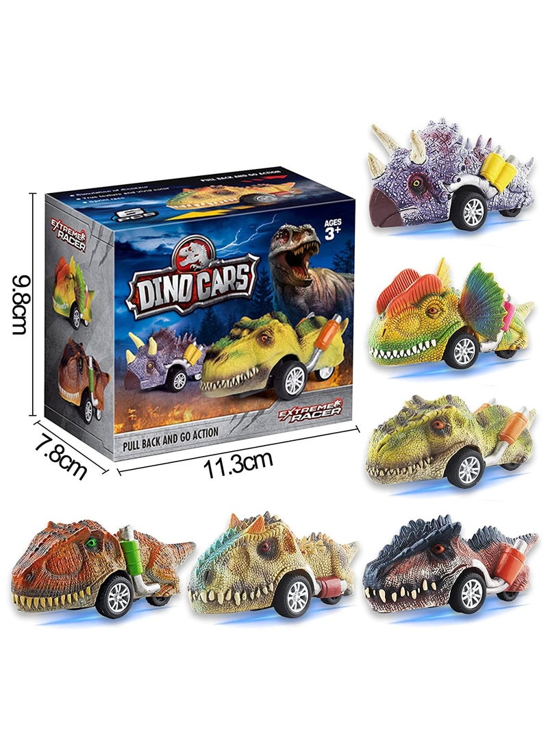 SYOSI Dinosaur Toys for Kids, 6 Pcs Dinosaur Pull Back Cars, Kids Toys Dinosaur Toys for Boys and Girls - Image 1