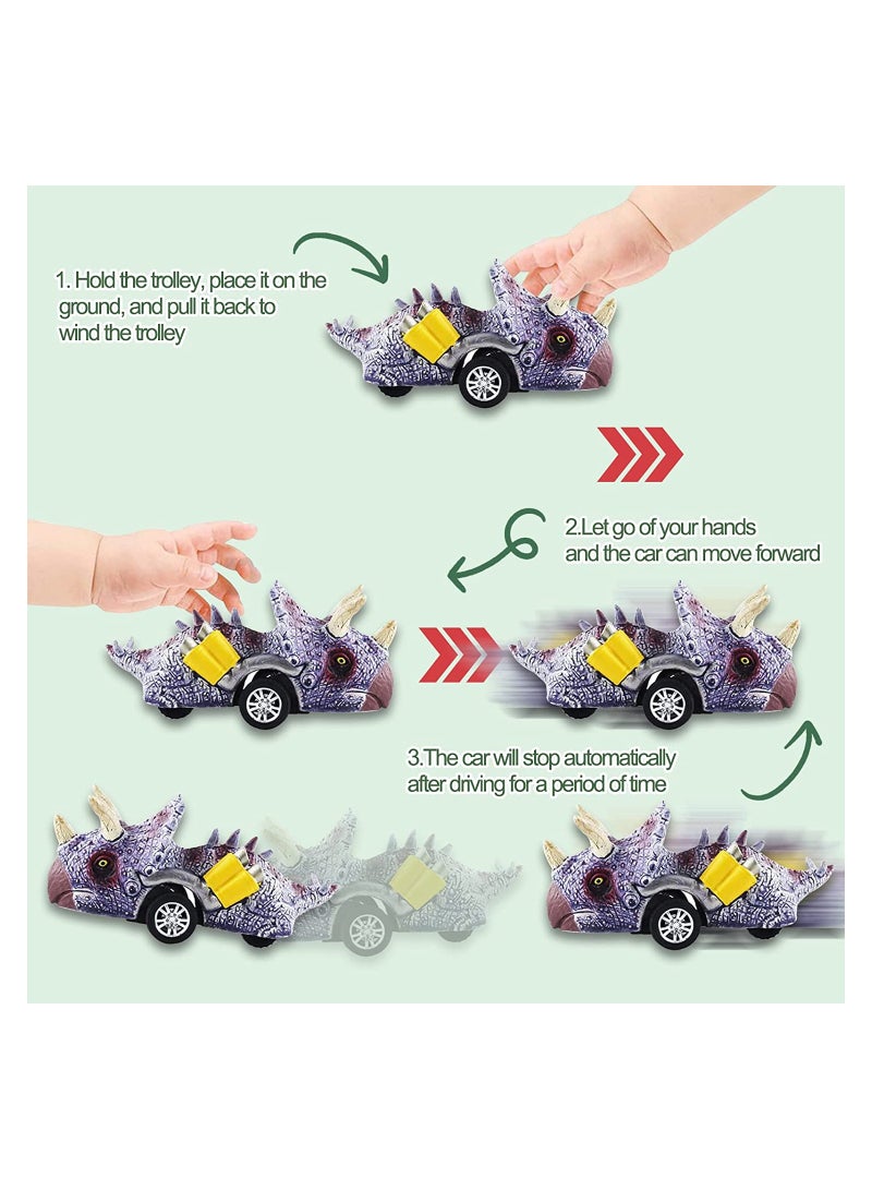 SYOSI Dinosaur Toys for Kids, 6 Pcs Dinosaur Pull Back Cars, Kids Toys Dinosaur Toys for Boys and Girls - Image 4