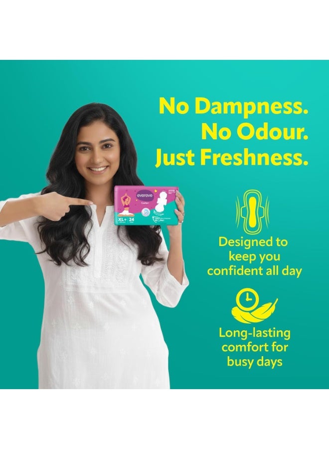 عشية أي وقت مضى فوط صحية "Evereve Comfort" للنساء، مقاس XL+ (320 مم) — الفوطة النهارية الأطول والأعرض، تتميز بنسيج سميك وناعم، وتوفر تهوية فائقة لتجنب تهيج البشرة، مع قدرة امتصاص عميقة وحماية من التسرب تصل إلى 100% لضمان الراحة طوال اليوم. عبوة مزدوجة (24 × 2). - Image 3