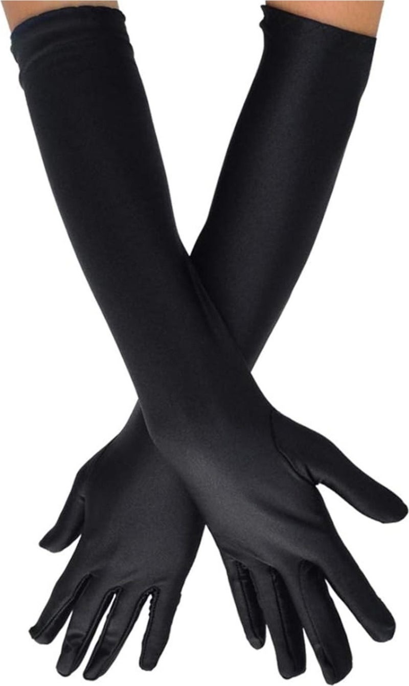 Toyfest Long Shiny Flexible Lycra Gloves 40 cm - 1 Pair - Black  - Image 2