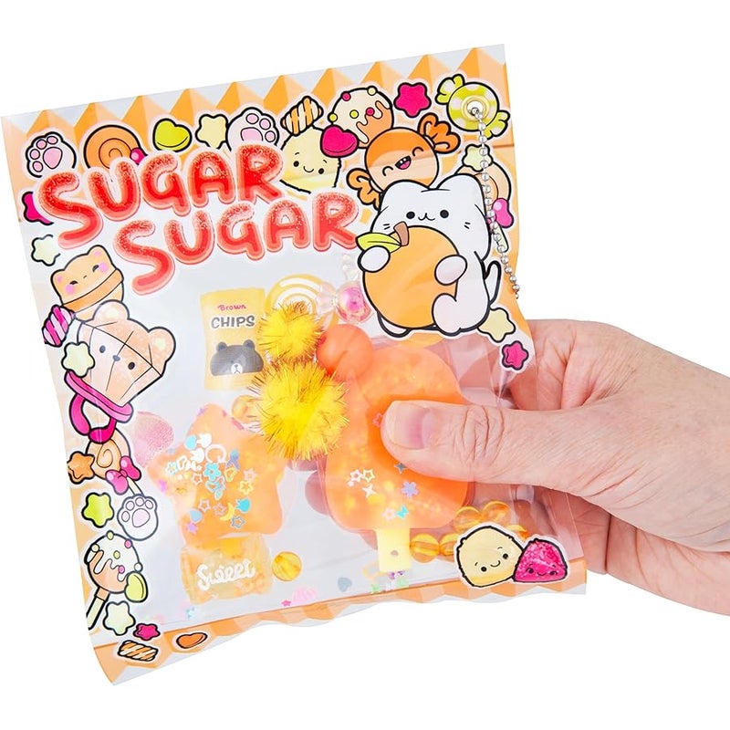 The Orb Factory ORB Sugar Swaps Gacha Pouch Squishy Keychain Charm - Orange Gachapon Style Pouch with Sparkly, Squishy Popsicle and Star - Squish, Collect, Trade - Fidget Stress Toys for Kids, Backpacks, Keys, Bags - Image 4