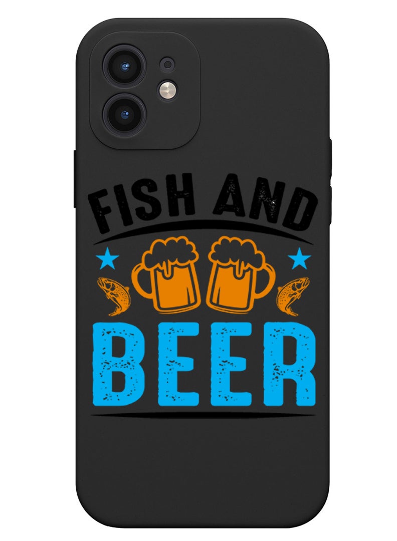 Theodor Protective Slim Fit Case Liquid Silicone Cover with Full Body Protection Anti-Scratch Shockproof Case For iPhone 12 Black  - Fish like u mean it Black copy - Image 1