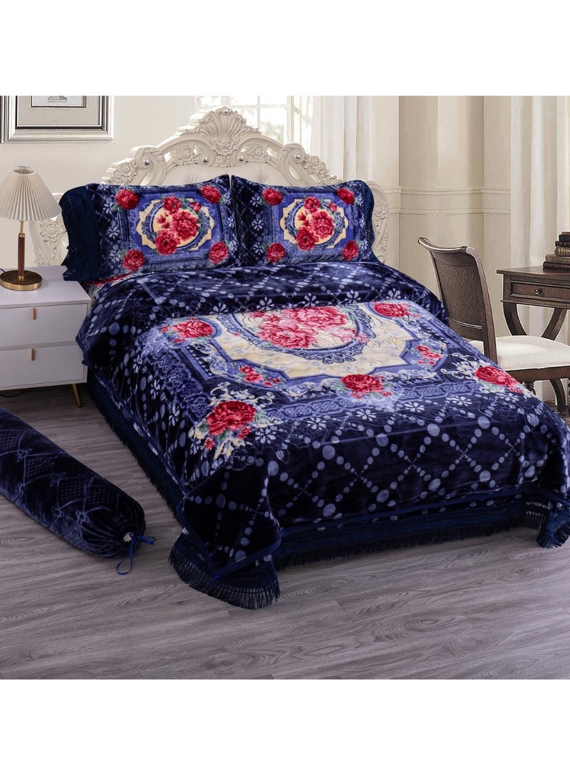 Stargold Blanket Set of 5 Pieces 220 x 240CM 2 Ply Premium Blanket With Bedspread Pillowcase And Neck Roll  - Image 1