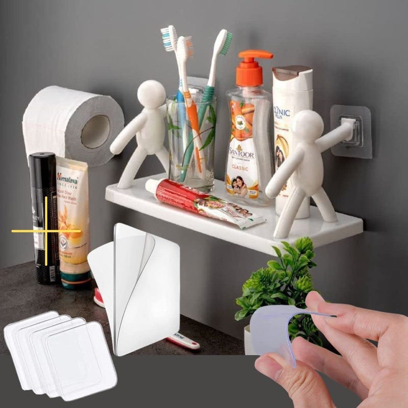 HRDR Multipurpose Wall Mounted Shelf Bathroom Accessories Wall Stand for Storage Rack Bathroom Floating Organizer Holder for Wall with Strong Adhesive Sticker - Image 1