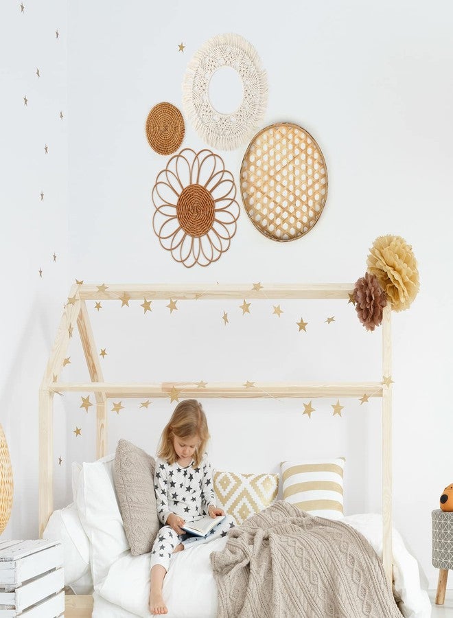 مجموعة مارسوي المكونة من 8 قطع من معلقات الحائط البوهيمية - مصنوعة من الخيزران المنسوج، وسلال الخيزران مع شرابات مكرمية ونسيج جداري لغرفة النوم، وغرفة المعيشة، وغرفة الأطفال - Image 5