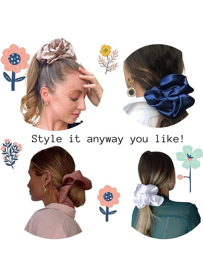 اي اب تاون شيك ربطات شعر ساتان كبيرة الحجم للنساء والفتيات، تمنع التجعد، مثبتة للشعر أثناء النوم، شريط ربطات مطاطي كبير لتسريحة ذيل الحصان، ربطات شعر لمنع التكسر - زيتوني - Image 3