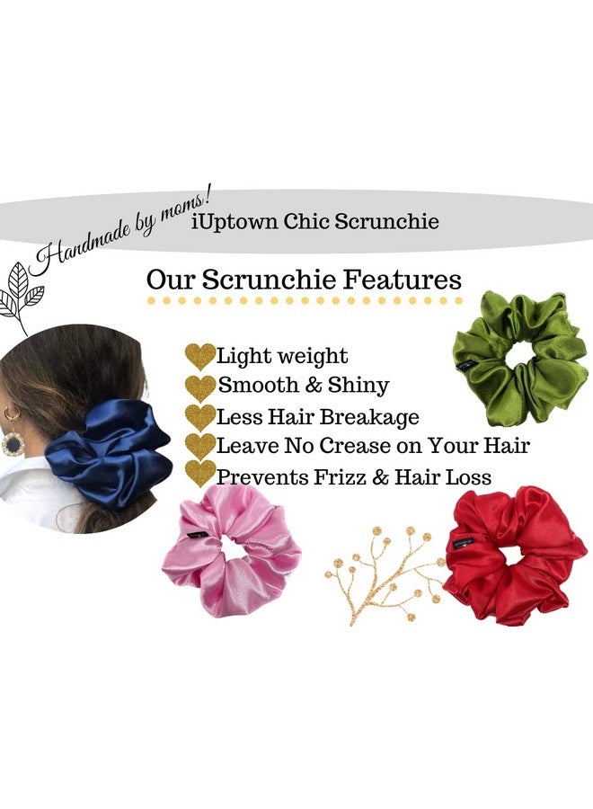 اي اب تاون شيك ربطات شعر ساتان كبيرة الحجم للنساء والفتيات، تمنع التجعد، مثبتة للشعر أثناء النوم، شريط ربطات مطاطي كبير لتسريحة ذيل الحصان، ربطات شعر لمنع التكسر - زيتوني - Image 2