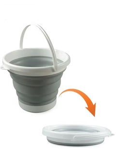 Collapsible Plastic Bucket Foldable Buckets Indoor and Outdoor Collapsible Bucket with Handle MultiPurpose Circle Handy Portable Fishing Water Pail Beach Water Pails 10L Grey