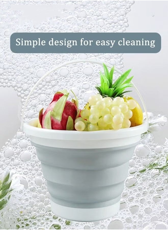 MIXDE - Collapsible Plastic Bucket Foldable Buckets Indoor and Outdoor Collapsible Bucket with Handle MultiPurpose Circle Handy Portable Fishing Water Pail Beach Water Pails 10L Grey - Image 1